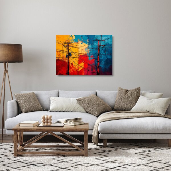 Tablou pe sticlă - Linii electrice abstracte (70x50 cm)