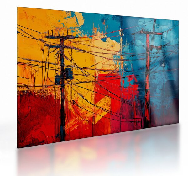 Tablou pe sticlă - Linii electrice abstracte (70x50 cm)