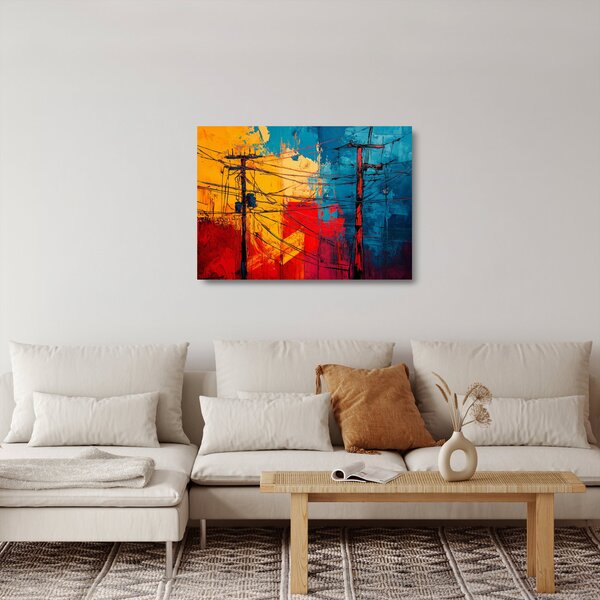Tablou pe sticlă - Linii electrice abstracte (70x50 cm)