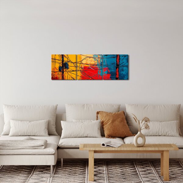 Tablou - Linii electrice abstracte (cu ceas) (90x30 cm)