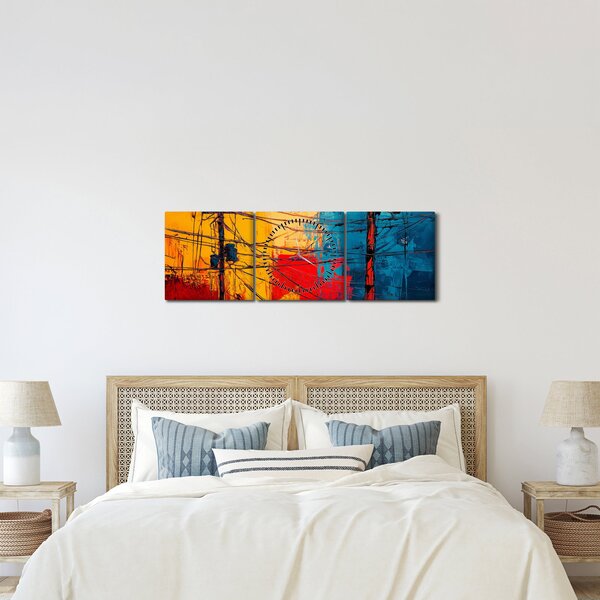 Tablou - Linii electrice abstracte (cu ceas) (90x30 cm)