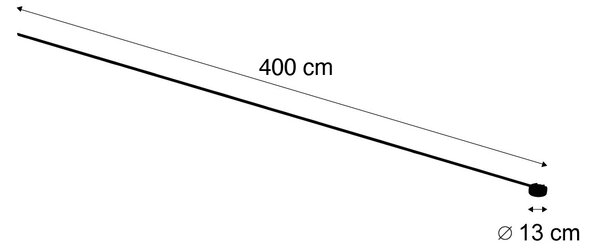 Sistem modern de iluminat pe șine, negru, monofazat, 400 cm, cu sursă de alimentare rotundă - Magnetic