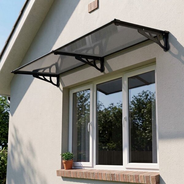 Copertina Usa / Geam MAX PRO 200x80 cm, Policarbonat 5.2 mm, Margini din Aluminiu, Suporturi din Otel Vopsit, Negru/Antracit