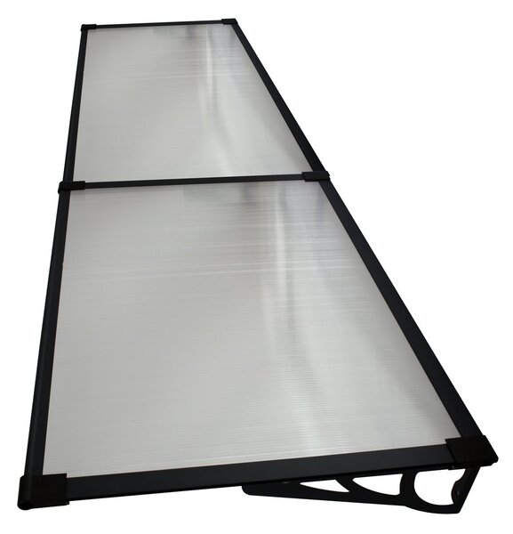 Copertina Usa / Geam MAX PRO 200x80 cm, Policarbonat 5.2 mm, Margini din Aluminiu, Suporturi din Otel Vopsit, Negru/Transparent