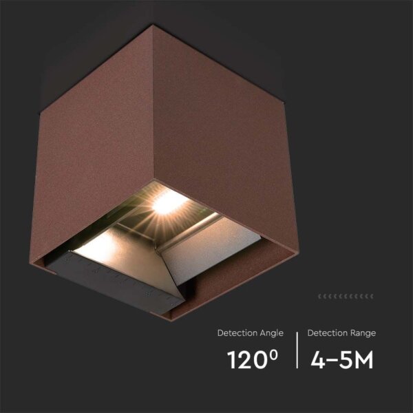Aplică LED solară cu senzor LED/9W/3,7V IP65 4000K maro