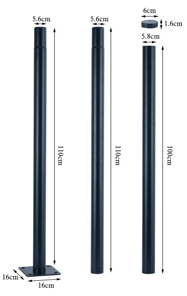 Brilagi - Tijă metalică antracit pentru stâlp iluminat exterior URBAN 3 m