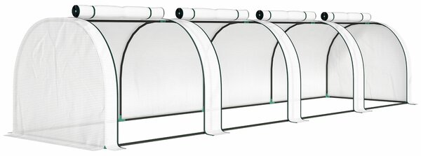 Outsunny Seră, seră din folie rezistentă la iarnă cu ușă cu fermoar rulabilă 395 x 100 x 80 cm Alb | Aosom Romania