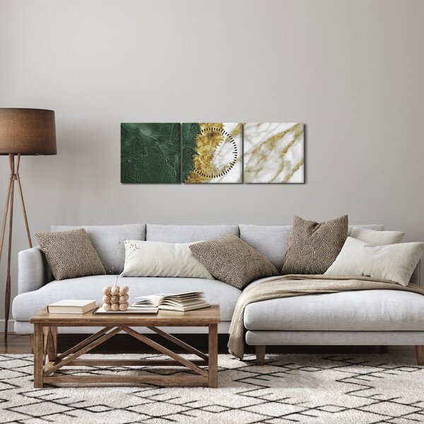 Tablou - Marmură verde N⁰1 (cu ceas) (90x30 cm)