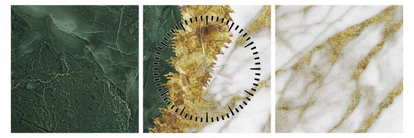 Tablou - Marmură verde N⁰1 (cu ceas) (90x30 cm)