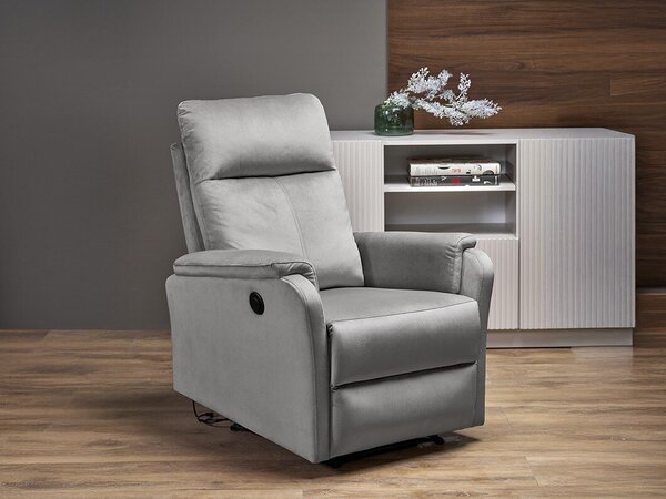 Fotoliu recliner Houston 2081Gri deschis, 8x8x9cm, Tapiterie