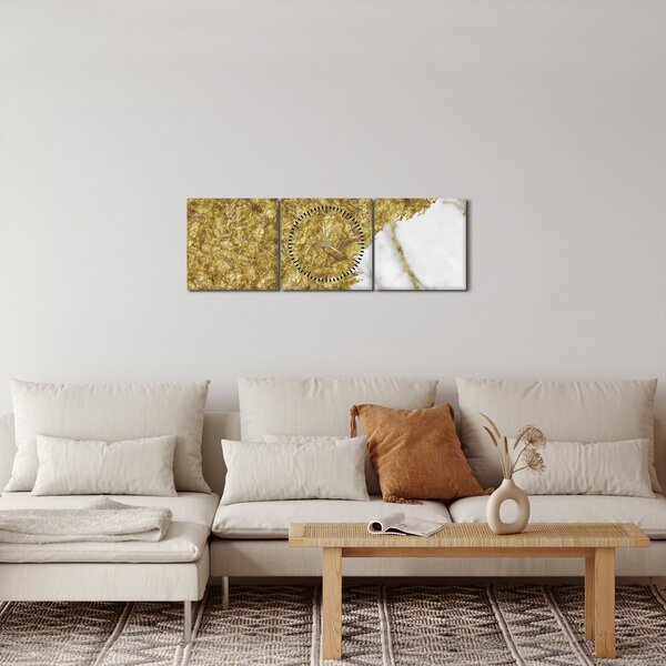 Tablou - Marmură verde N⁰2 (cu ceas) (90x30 cm)