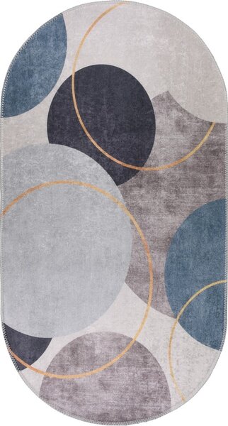 Covor albastru-gri lavabil 60x100 cm Oval – Vitaus