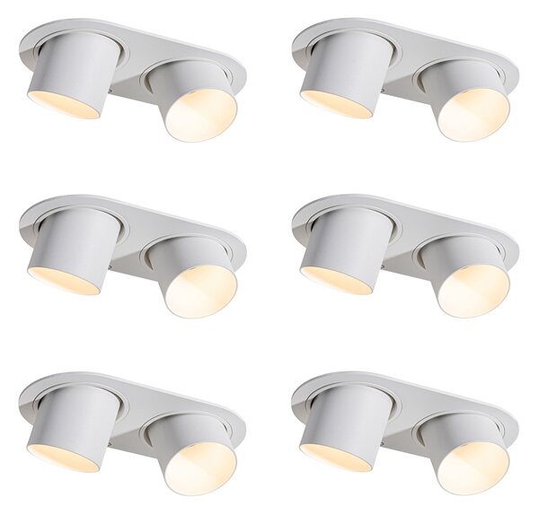 Set de 6 spoturi încastrate albe GU10 50mm cu 2 lumini - Installa