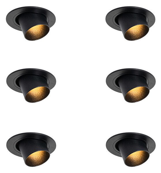 Set de 6 spoturi încastrate negre GU10 35mm rotunde înclinabile - Installa