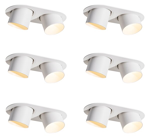 Set de 6 spoturi încastrate albe GU10 70mm înclinabile cu 2 lumini - Installa