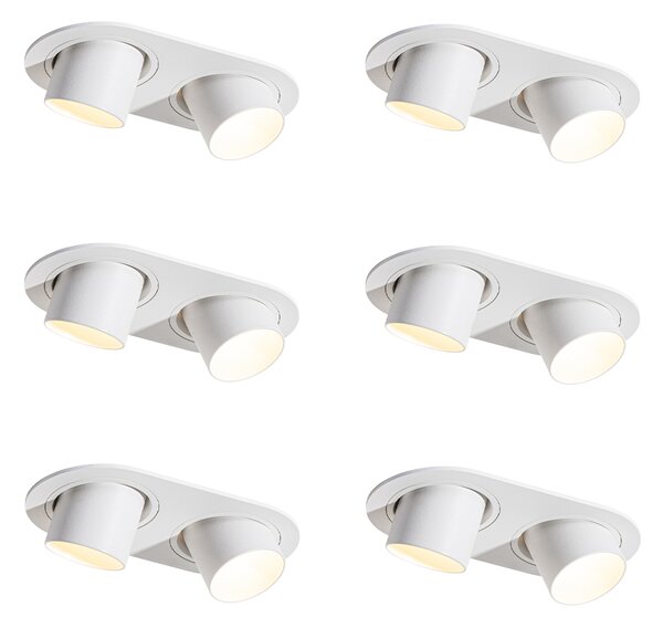 Set de 6 spoturi încastrate albe GU10 35mm înclinabile cu 2 lumini - Installa