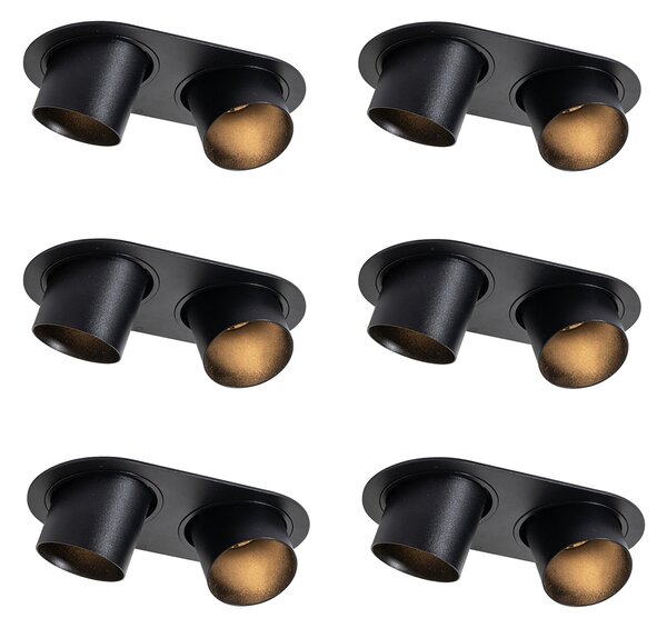 Set de 6 spoturi încastrate negre GU10 50mm cu 2 lumini - Installa