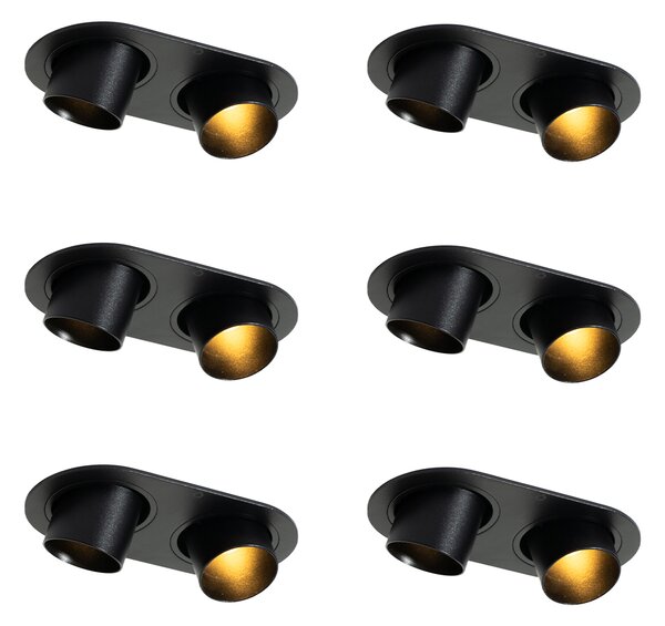 Set de 6 spoturi încastrate negre GU10 35mm înclinabile cu 2 lumini - Installa