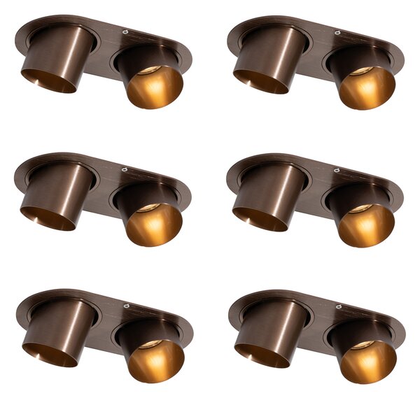 Set de 6 spoturi încastrate bronz închis GU10 50mm 2 lumini - Installa