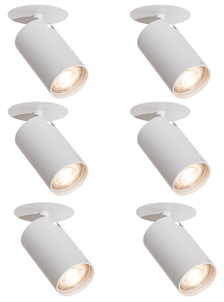 Set de 6 spoturi încastrate moderne albe GU10 50mm - Chels