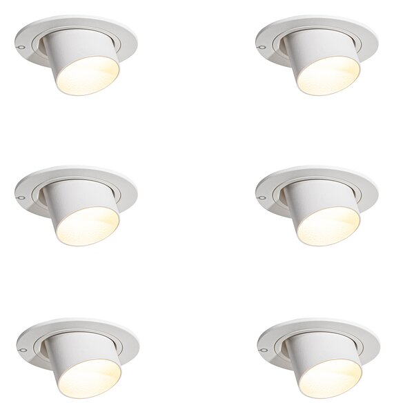 Set de 6 spoturi încastrate albe GU10 35mm rotunde înclinabile - Installa