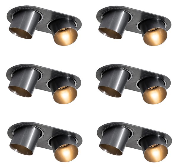 Set de 6 spoturi încastrate Gunmetal GU10 50mm 2 lumini - Installa