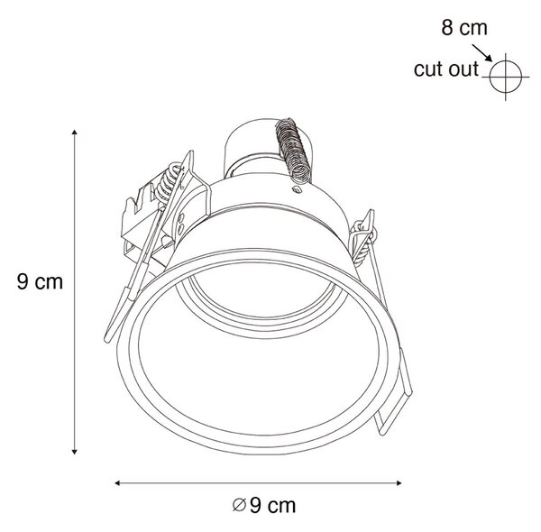 Set de 6 Spoturi încastrate moderne Negre cu auriu GU10 50mm IP44 - Dept