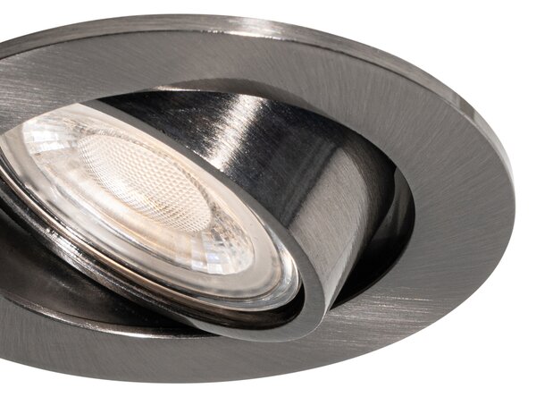 Set van 6 moderne inbouwspots gunmetal GU10 50mm rond kantelbaar - Cisco