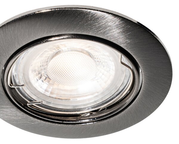 Set de 6 spoturi încastrate moderne Gunmetal GU10 rotunde de 50 mm orientabile - Edu