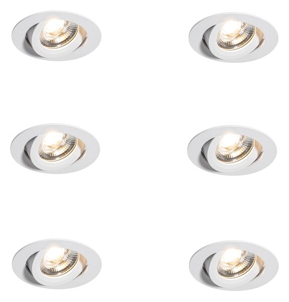 Set de 6 Spoturi încastrate moderne Albe 8,2 cm Inclusiv LED IP54 Ultra Subțiri - Pupil