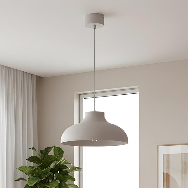Luminex Lampă suspendată Basca, bej, metal, Ø 40 cm, E27, reglabil, Bej, Camera de zi / sufragerie, Metal