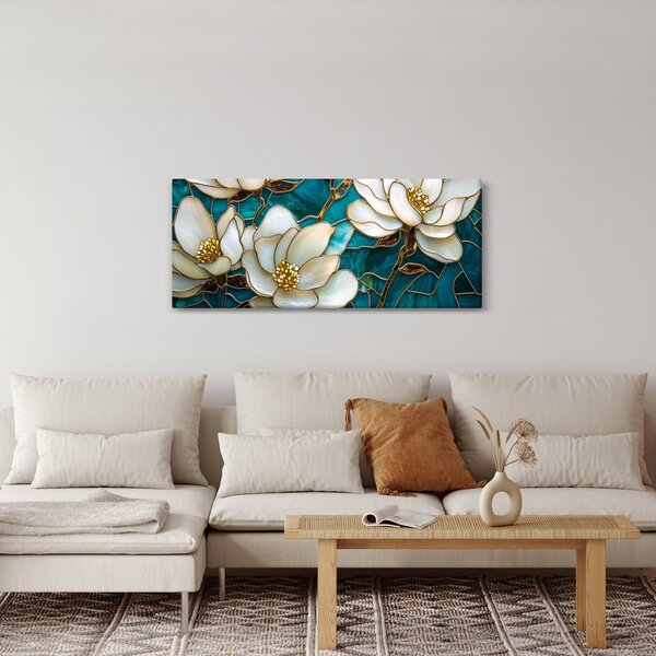 Tablou - Vitraliu cu magnolie (120x50 cm)