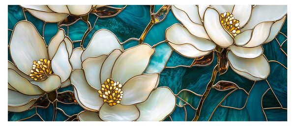 Tablou - Vitraliu cu magnolie (120x50 cm)