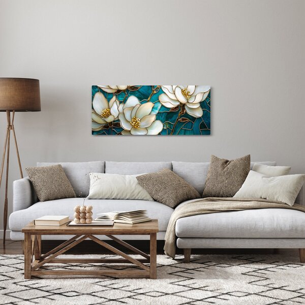 Tablou - Vitraliu cu magnolie (120x50 cm)