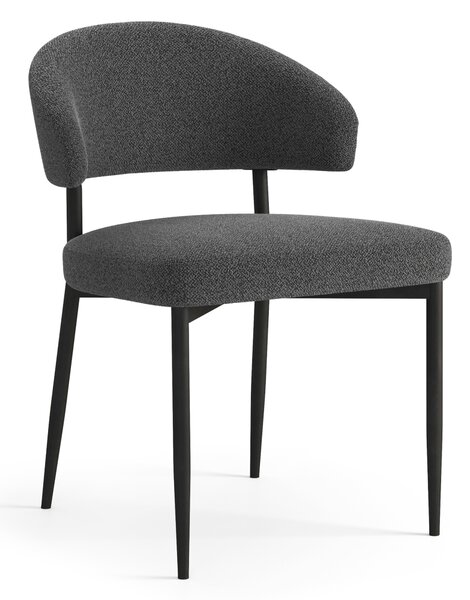 MAZZONI EXPORT IRIS Antracit [Gri închis] (material Monza 130) - SCAUN MODERN TAPIȚAT BOUCLÉ PENTRU SALON/SUFRAGERIE LOFT