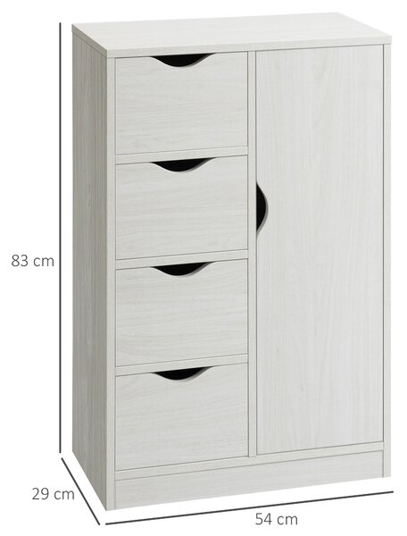 HOMCOM Mobilier Dulap Baie cu 4 Sertare si 2 Niveluri, Modern si Practic pentru Baie, Alb | Aosom Romania