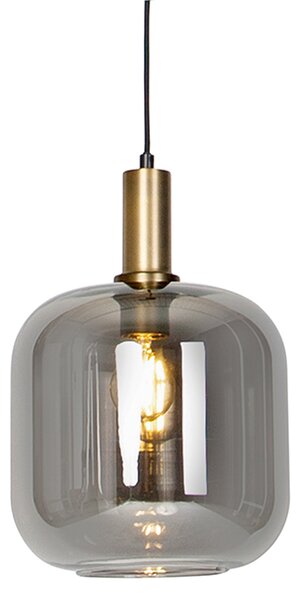Lampă suspendată de design neagră și aurie cu sticlă fumurie - Zuzanna