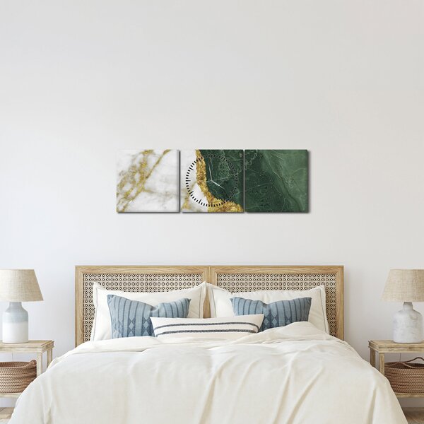 Tablou - Marmură verde N⁰3 (cu ceas) (90x30 cm)