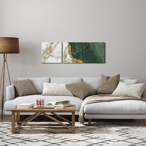 Tablou - Marmură verde N⁰3 (cu ceas) (90x30 cm)