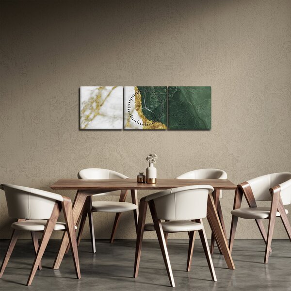 Tablou - Marmură verde N⁰3 (cu ceas) (90x30 cm)