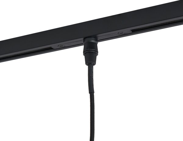Lampă suspendată modernă neagră cu sticlă albă pentru sistem de șină monofazat - Slimline Eira