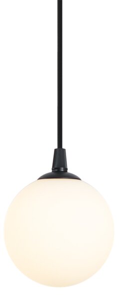 Lampă suspendată modernă neagră cu sticlă albă pentru sistem de șină monofazat - Slimline Eira