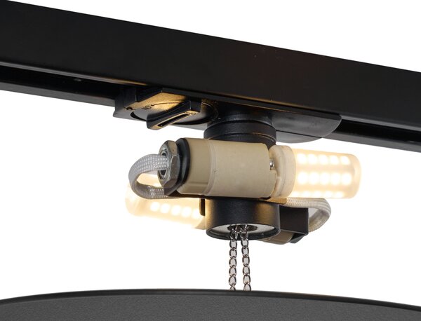 Plafonieră modernă neagră pentru sistem de șină monofazat cu 2 lumini - Iconic Pulley