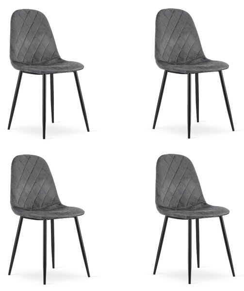 Set 4 Scaune Bucatarie/Dining Askora Catifea Gri