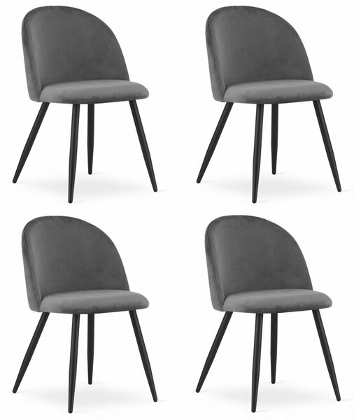 Set 4 Scaune Bucatarie/Dining Capri Catifea Gri Inchis