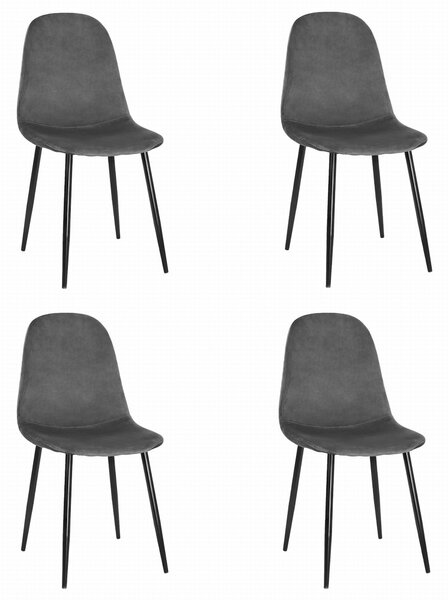 Set 4 Scaune Bucatarie/Dining Caddo Catifea Gri