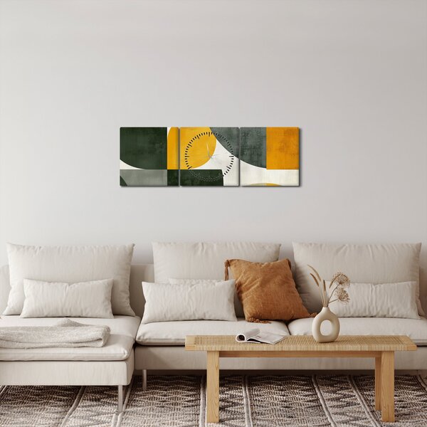 Tablou - Abstracție în culoare de măslin (cu ceas) (90x30 cm)