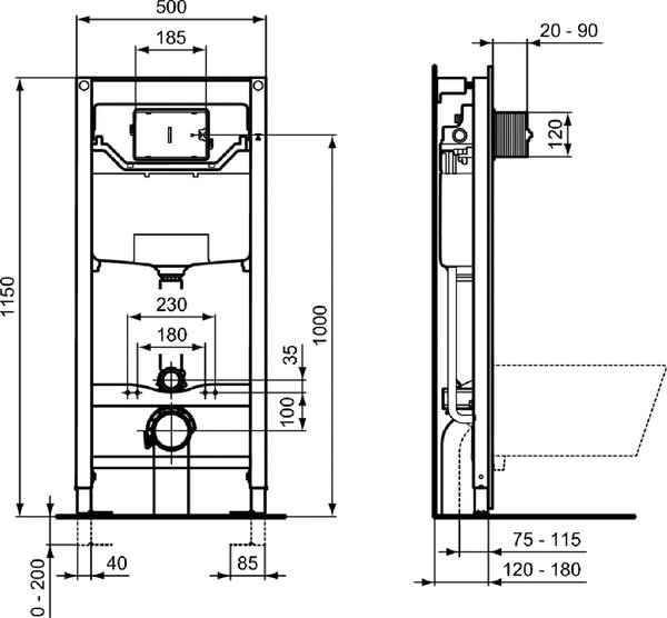 Ideal Standard Prosys cadru încastrat pentru vas wc suspendat R020467
