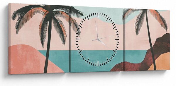 Tablou - Palmieri la mare (cu ceas) (90x30 cm)