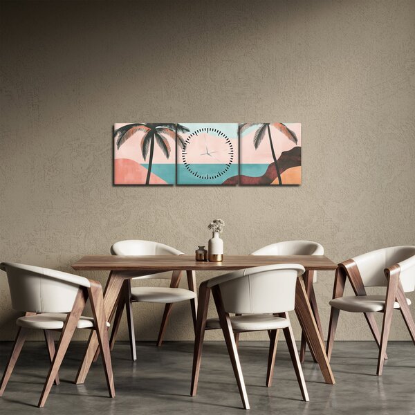Tablou - Palmieri la mare (cu ceas) (90x30 cm)